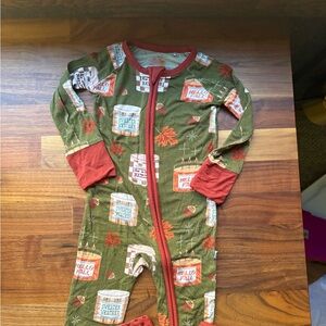 Kiki Lulu Green and Red Fall/Thanksgiving Themed Bamboo Baby Onesie